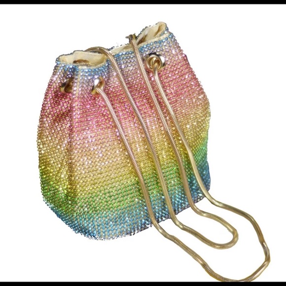 COPY - Rainbow 🌈 Rhinestone Crystal Bucket evening bag - Picture 1 of 6